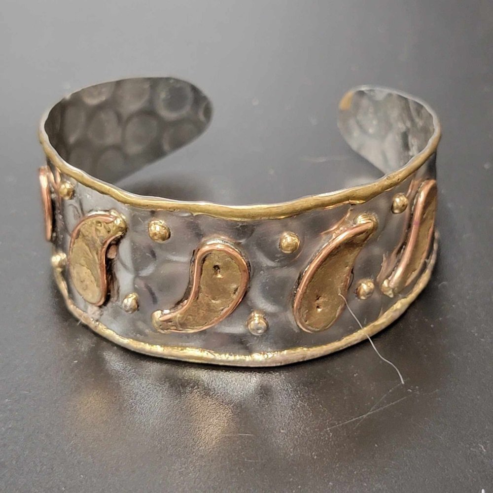 Mixed Metal Brass, Copper and Stainless Steel Cuff Bracelet